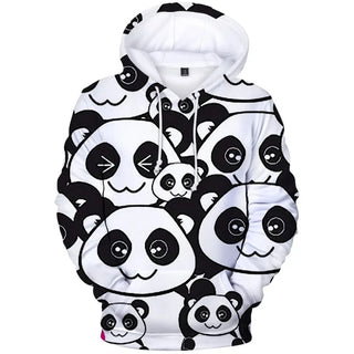 3D Animal Panda Hoodies Men Sweatshirts Women Pullovers Autumn Kids Cute Animal Hooded Casual Boys Girls White and Black Outwear