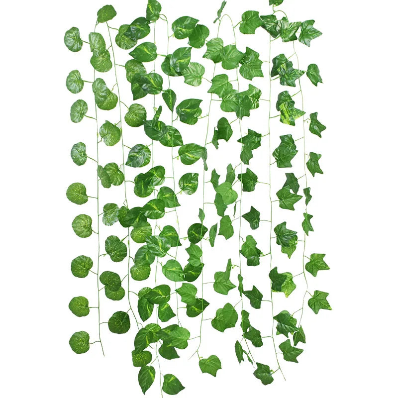 3Pcs 210cm Plastic Artificial Plant Vine Home Garden Decoration Fake Leaves Ivy Green Creeper Foliage Garland for Bedroom/Office