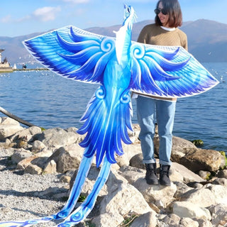 Phoenix Flying Kite Blue color Kite Children Kids Sport Toy Large Paleluan Mythical Bird Spring Outdoor Sport