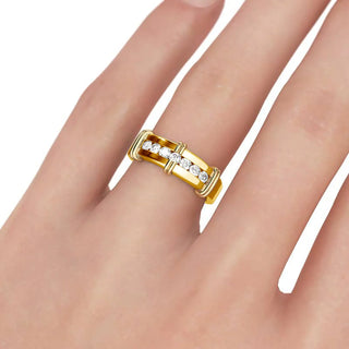 Trendy Yellow Gold Moissanite Rings And Bands For Women Luxury Wedding Party Jewelry Pass Diamond Test Delicate Girls Gift Sale