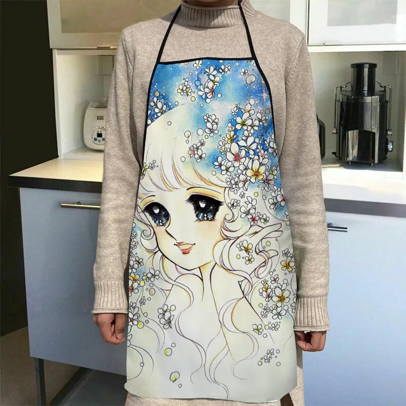 Candy Candy Cartoon Kitchen Apron Dinner Party Cooking Apron Adult Baking Accessories Waterproof Fabric Printed Cleaning Tools