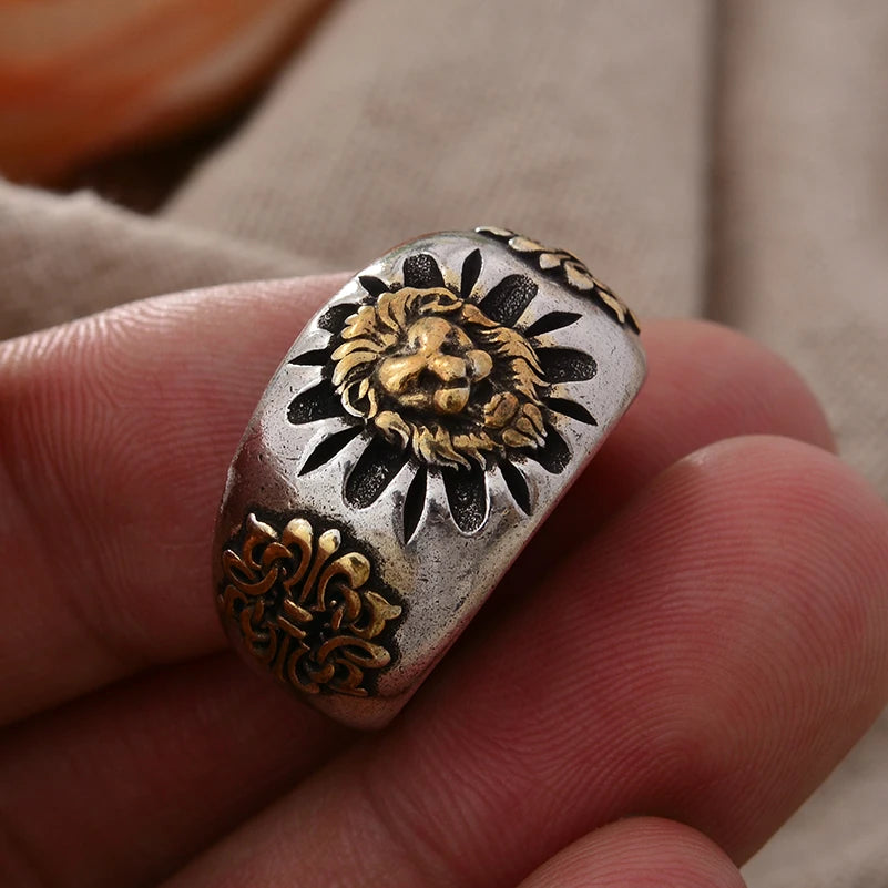 Hot Sell Vintage Lion Animal Design Thai Silver Men Party Ring Original Jewelry Cheap Gifts No Fade