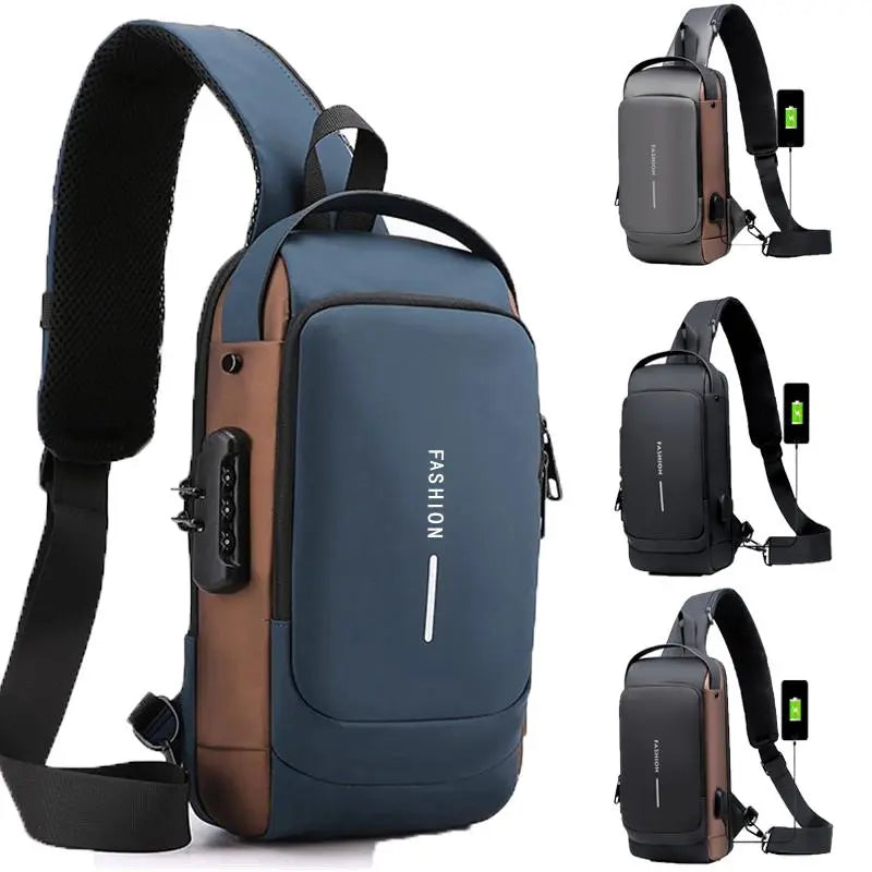 Men Anti Theft Chest Bag Shoulder Bags USB Charging Crossbody Package School Short Trip Messengers Bags Men