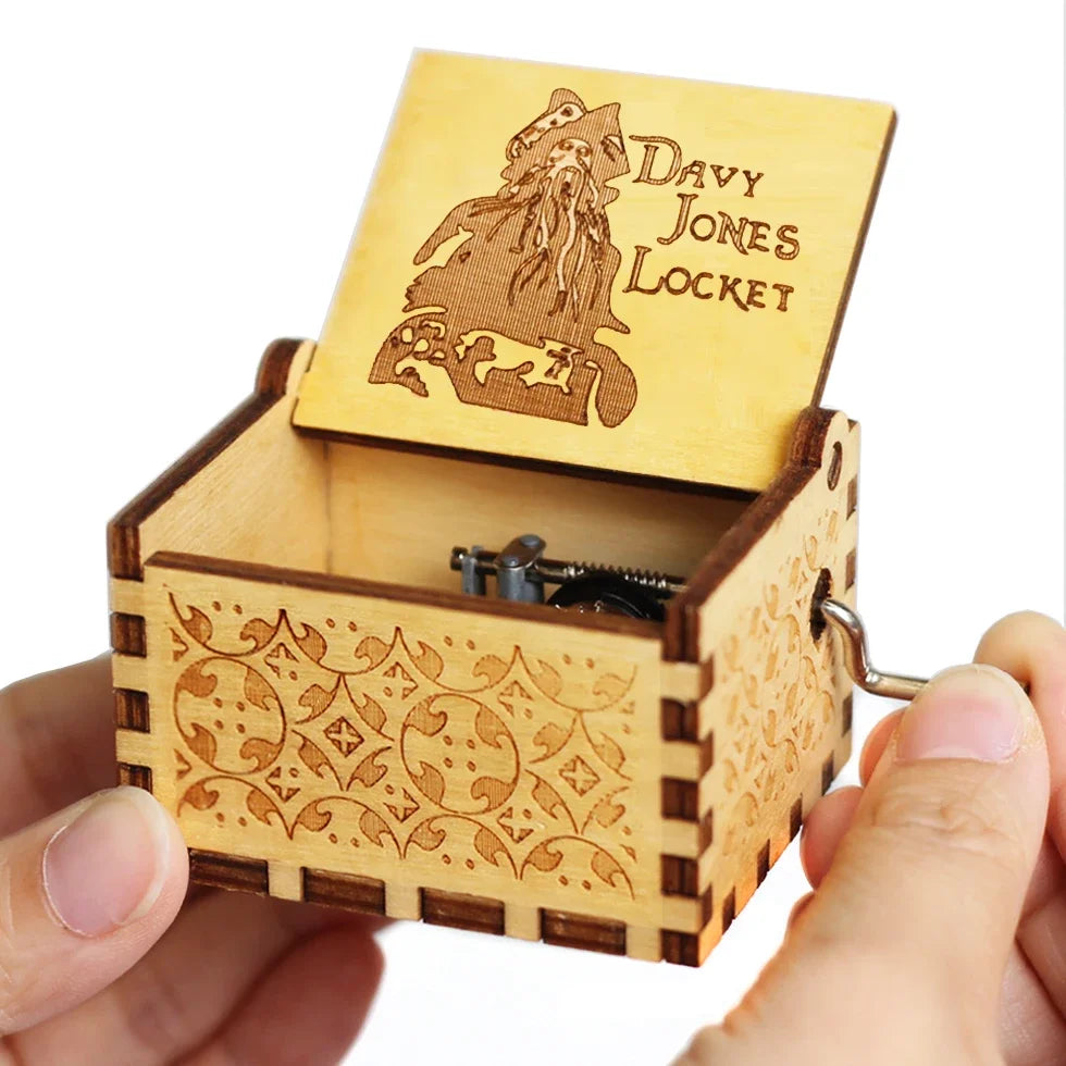 Wooden Hand Cranked Music Box Can