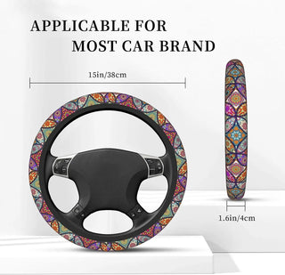 Floral Mandala Steering Wheel Cover Universal Anti Slip Steering Wheel Protector Car Accessories Interior for Auto Truck SUV