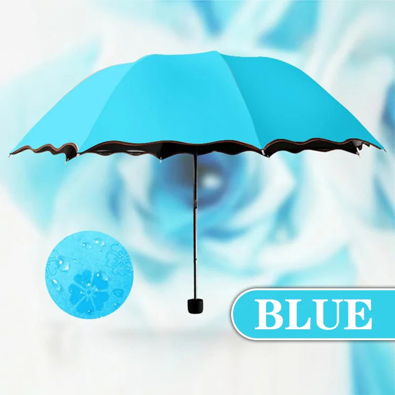 Creative Magic Water Blossom Umbrella Women Fashion Folding Flouncing Umbrella Double Layer Windproof Inside/Outside Uv Umbrella