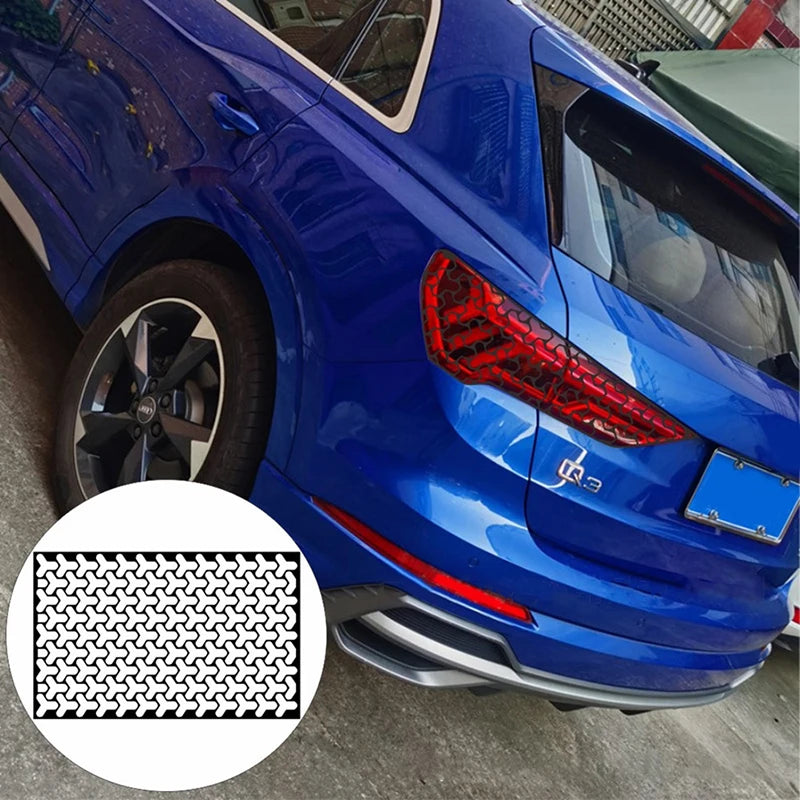 1Pcs Car Rear Tail Light Honeycomb Gaphic Stickers Hollow Auto Lamp Light Film Taillight Lamp Cover Shield 48*30cm