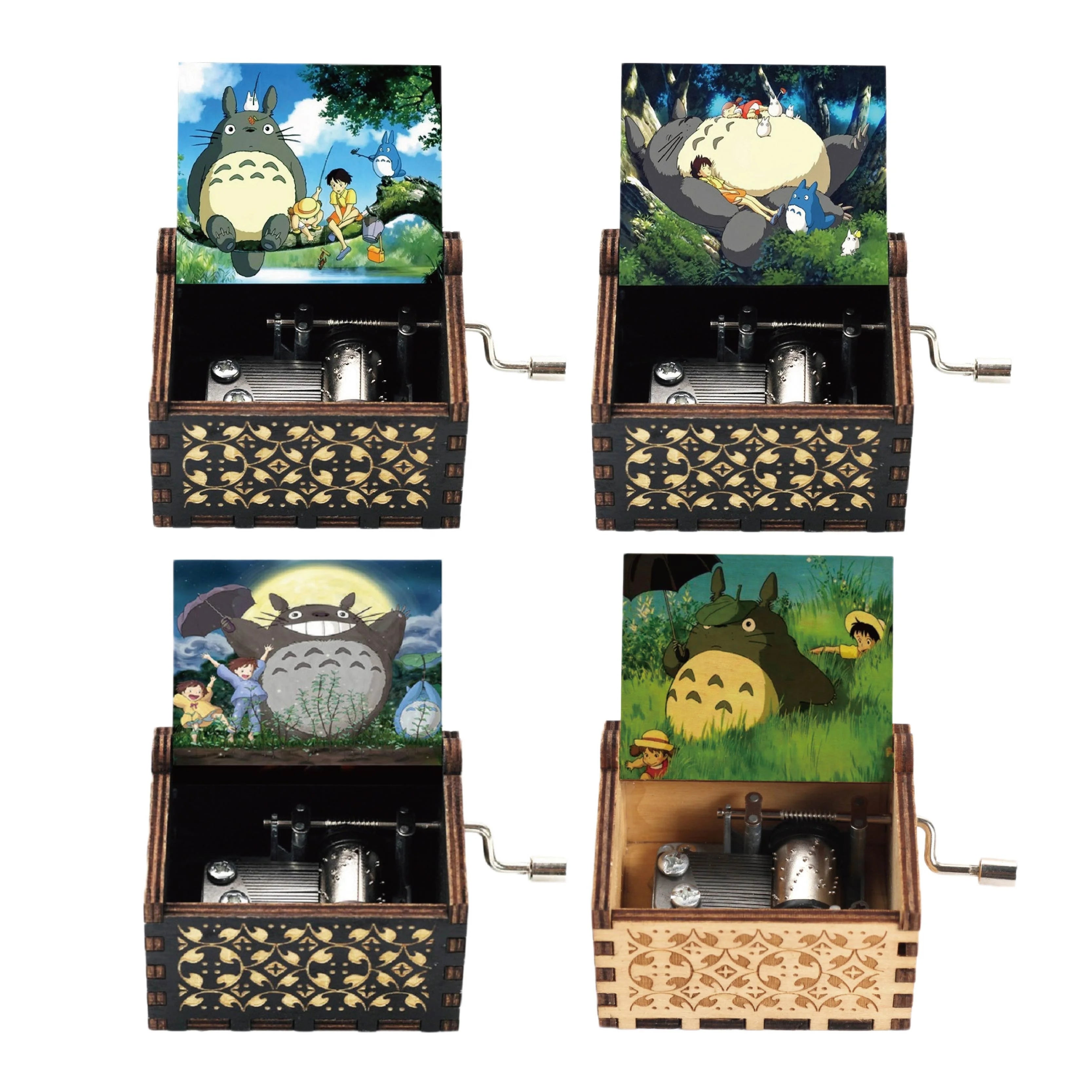 Danvon Hot Selling Custom Mini Wooden Hand Crank Music Box Multiple Styles With Exquisite Carving And UV Printing