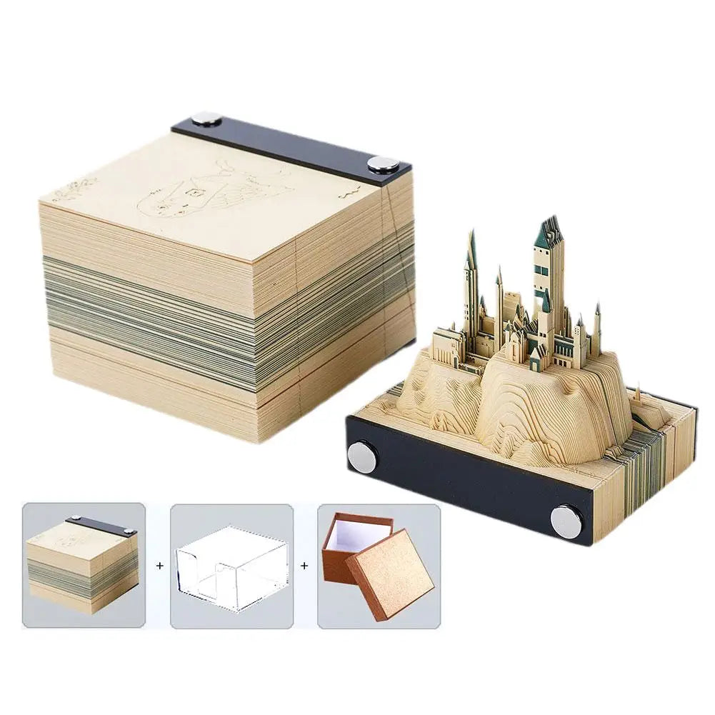 Magic Castle 3D Notepad 2024 Calendar Memo Pad Block Notes Hary Design Note Paper Stationery Accessories Novelty Gift