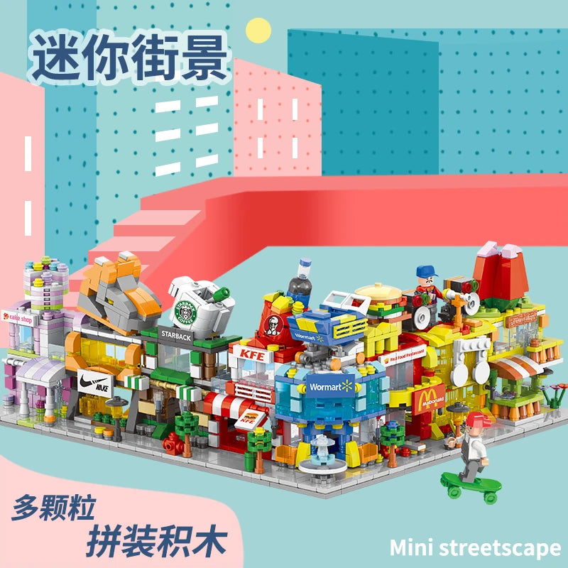 Compatible With Building Blocks To Assemble Mini City Commercial Street Decoration Model Children