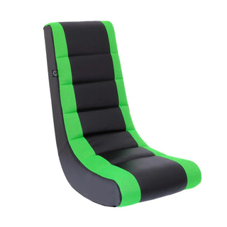 The Crew Furniture Classic Video Rocker Gaming Chair, For Kids and Teens, Faux Leather & Mesh, Black/Green