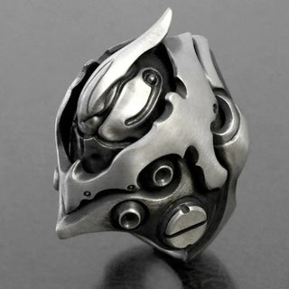 Men Stainless Steel Ring Gothic Punk Alien Mecha Rings for Men Women Engagement Wedding Ring Motorcycle Party Jewelry Gifts