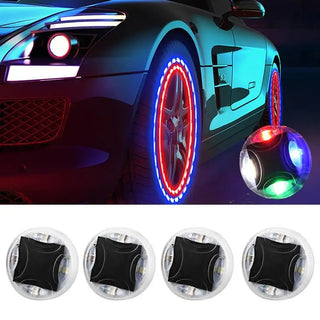 Solar Wheel Lights Automobile Tire Hub Lights Nozzle Valve Cap Waterproof Solar Power Supply LED Flashing Wheel Valve Cap Lights