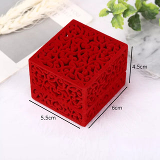 New Hollow Red Velvet Ring Box Couple Double Ring Bearer Box For Wedding Engagement Gift Favor Jewelry Organizer Packing Boxes