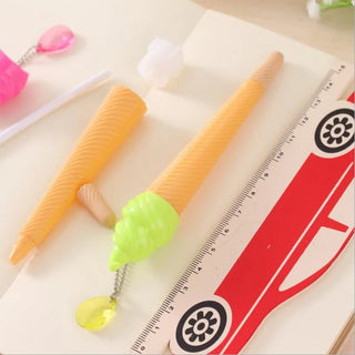 1 Pcs Stationery Cute Kawaii Sweet Ice Cream Rhinestone Lovely Gel Pen Office School Supply Styling Gift creative pretty