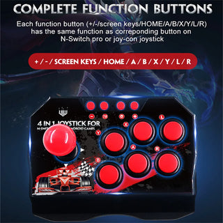 4 in 1 Retro Arcade Station Fighting Stick Game Joystick Controller USB Wired Rocker for PS3/Switch/PC/Android Games Console