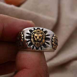 Hot Sell Vintage Lion Animal Design Thai Silver Men Party Ring Original Jewelry Cheap Gifts No Fade