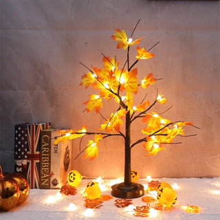 Artificial Maple Tree Cherry Ball Led Desktop Tree Christmas Decor Fake Plant Halloween Decoration Christmas Tree Halloween Dec