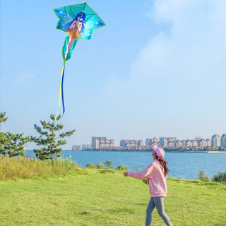 YongJian Flower Fairy Kite for Kids Easy to Fly cartoon children kite Beach Trip with 328ft String Colorful Easy for Beginner