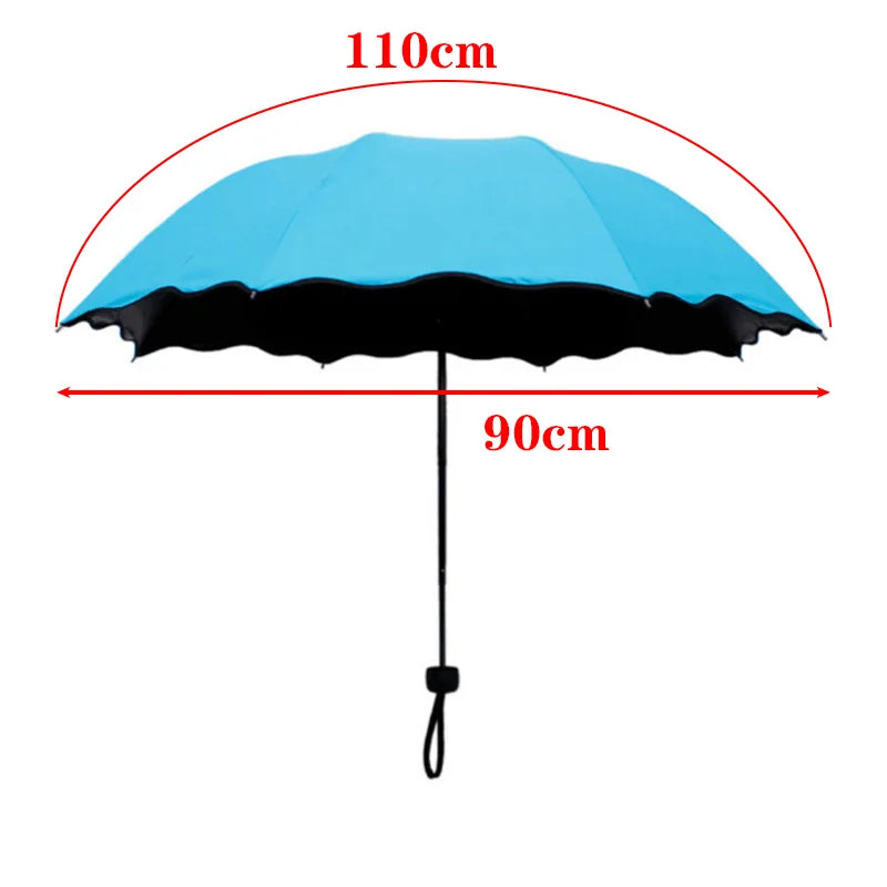 Creative Magic Water Blossom Umbrella Women Fashion Folding Flouncing Umbrella Double Layer Windproof Inside/Outside Uv Umbrella