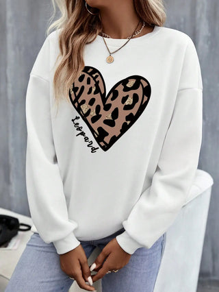 Leopard Shining Love Pattern Sweatshirts For Womens Comfortable Crewneck Hoodies Casual Hip Hop Pullovers Fleece Autumn Clothes