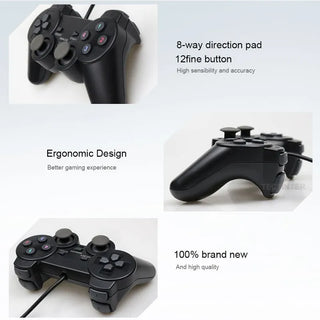 USB Wired PC Game Controller Gamepad For WinXP/Win7/Win8/Win10 Joypad For PC Windows Computer Laptop Black Game Joystick