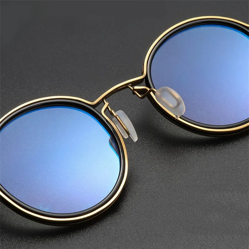 Men Fashion Small Frame Round Reading Glasses Alloy Magnifying Glasses Eye Prescription Clear Lens Anti Blue Light Glasses +0~+4