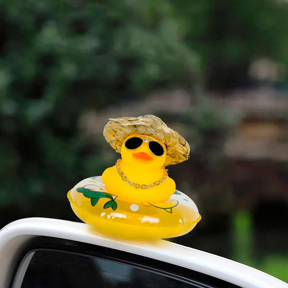 Christmas Rubber Ducks Yellow Ducky Car Ornament Dashboard Decor Cute Squeak Duckies Ornaments Interior Accessories