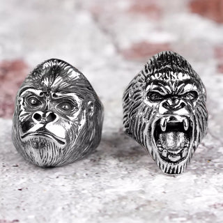 Stainless Steel Men Rings Gorilla Monkey Punk Hip Hop Cool Personality for Male Boyfriend Jewelry Creativity Gift Wholesale