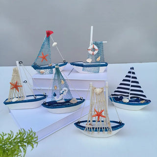 Marine Nautical Creative Sailboat Mode Room Decor Figurines Miniatures Mediterranean Style Ship Small Boat Ornaments