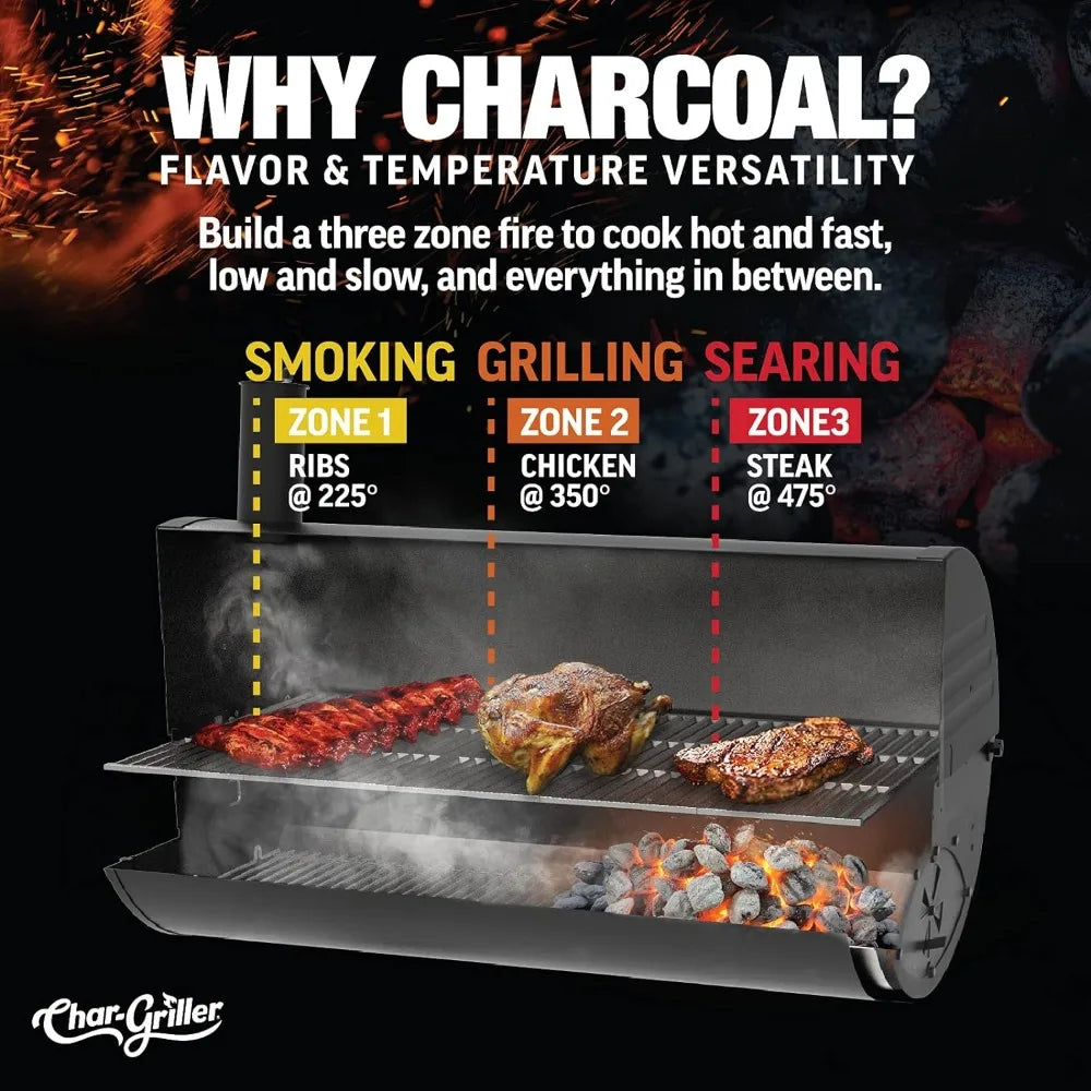 Char-Griller 2137 Outlaw Charcoal Grill, 950 Square Inch, Black Barbecue Charbon De Bois Barbeque Bbq Grill Outdoor Camping