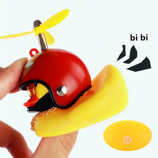 Car Broken Wind Small Yellow Duck With Helmet Airscrew Bicycle Moto With Straps Auto Pasted Accessories Interior Cycling Decor