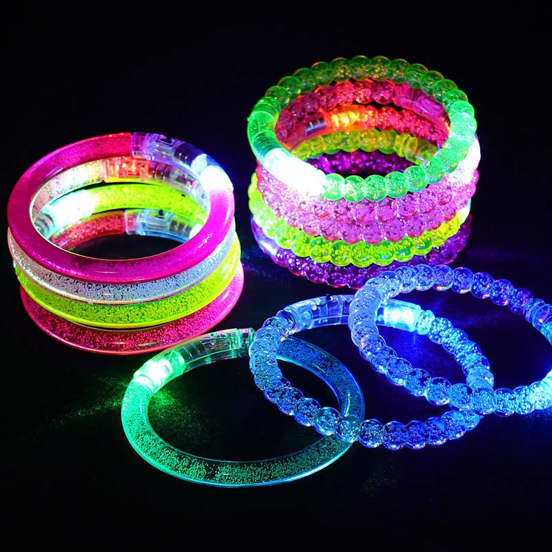 21PCS Flash Dance Bracelets Wristbands LED Flashing Wrist Glow Bangle In The Dark Carnival Birthday Gift Neon Party Supplies