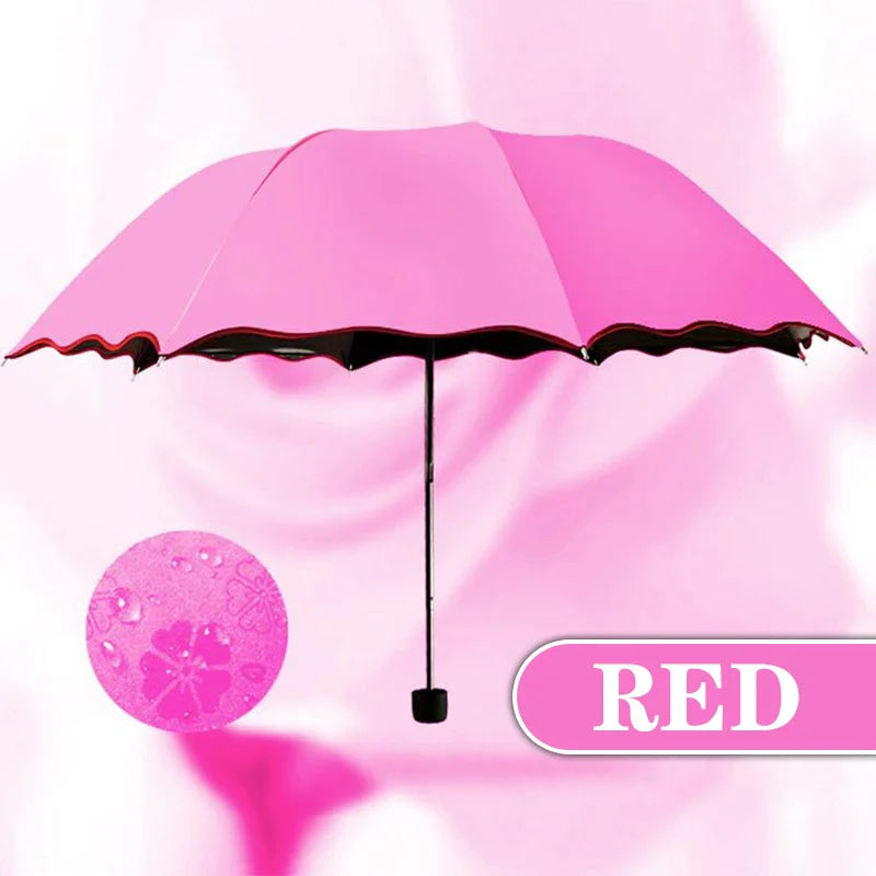 Creative Magic Water Blossom Umbrella Women Fashion Folding Flouncing Umbrella Double Layer Windproof Inside/Outside Uv Umbrella