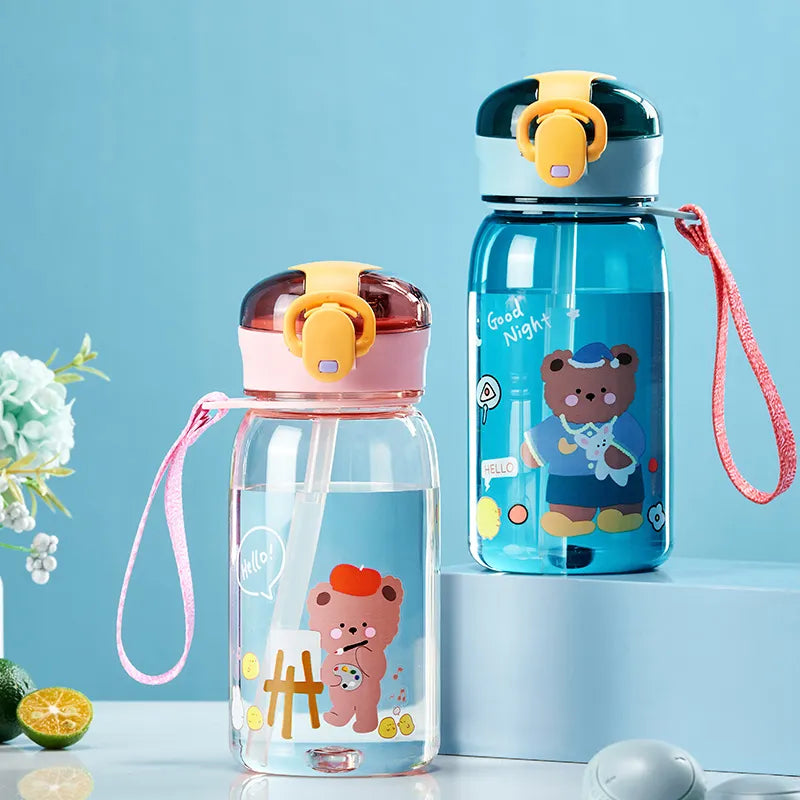 GIANXI Kids Water Sippy Cup With Straw Cartoon Leakproof Water Bottles Outdoor Portable Drink Bottle Children