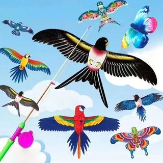 Cartoon Eagle Foldable Children Kite Mini Plastic Toys Kite Without Hand Brake Fishing Rod Toys for Children Kids Outdoor Toy