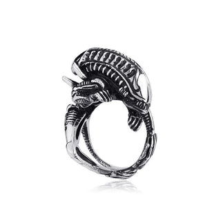 Unique Vintage 316L Stainless Steel Alien Predator Ring For Men Women Gothic Punk Skull Rings Cool Fashion Jewelry