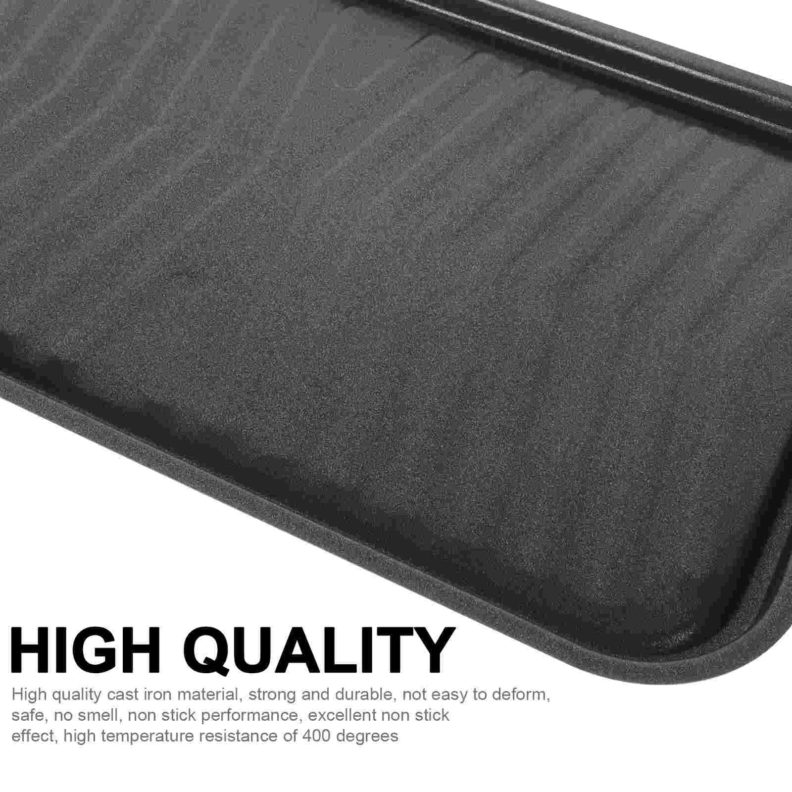 Non Stick Iron Baking Pan Cast Griddle Grill Camping Barbeque Barbecue Plate Non-stick BBQ Tray Fish Stove