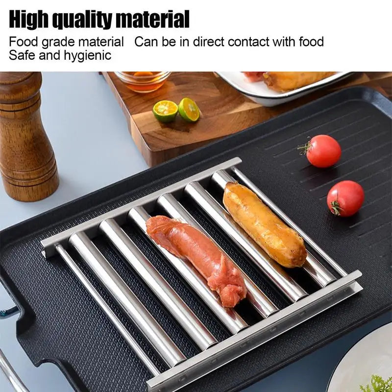 Sausage Roller Grill Rack Multi-Functional Outdoor Griller Stainless Steel Barbeque Hotdogs Steamer kitchen Grilling Machine