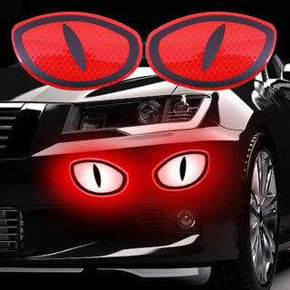 2pcs Car Reflective Safety Warning Tape Cat Eyes Pattern Night Driving Safety Decals for Auto Truck Motorcycle Reflector Sticker