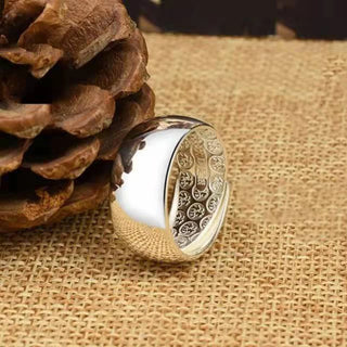 925 Silver glossy big domineering exaggerated light luxury without mosaic opening adjustable ring