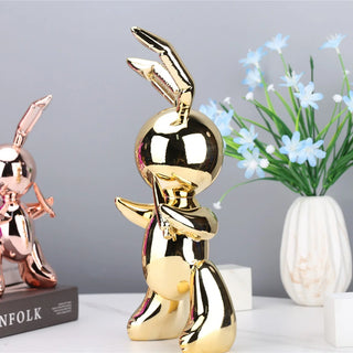 Cute Balloon Rabbit Statue Resin Sculpture Animal Figures Home Decor Modern Nordic Home Decoration Accessories for Living Room