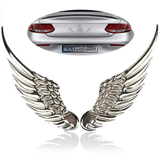 1 Pair 3D Stereo Car Body Sticker Angel Wings Badge Emblem Style Metal Zinc Alloy Decal Auto Exterior Decoration Accessories