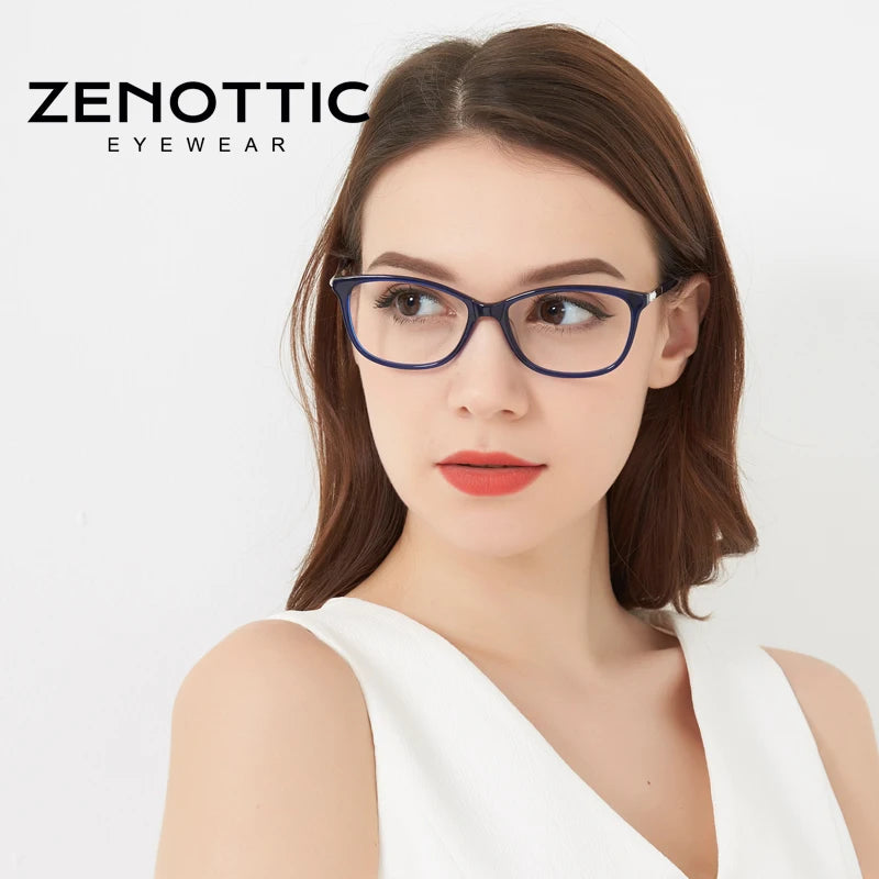 ZENOTTIC Cat Eye Prescription Progressive Glasses Women Photochromic Anti Blue Light Glasses Optical Myopia Prescription Eyewear