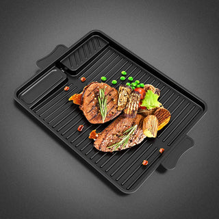 Korean Grill Pan Non-stick Bakeware Smokeless Barbecue Tray Stovetop Plate for Kitchen Indoor Outdoor Party Camping BBQ Grilling