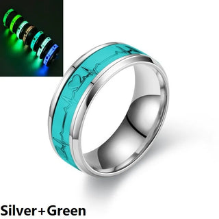 Stainless Steel Luminous Finger Rings For Men Women Fashion Glowing In Dark Heart Band Ring Jewelry Couple Accessories