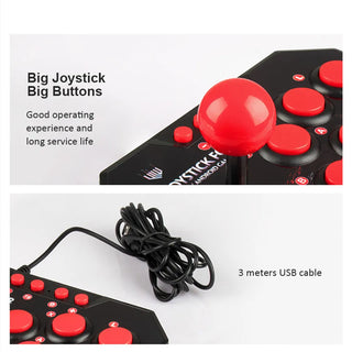 4 in 1 Retro Arcade Station Fighting Stick Game Joystick Controller USB Wired Rocker for PS3/Switch/PC/Android Games Console