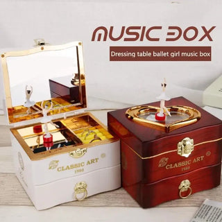 Classic Rotating Dancer Ballerina Piano Music Box Jewelry Box Hand Crank Music Mechanism Mirror Play Birthday Christmas Gifts