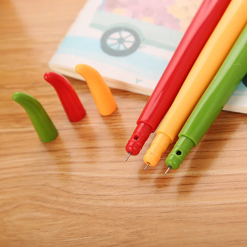 3 Pieces Cute Cartoon Kawaii Chili Paprika Vegetables Pen Creative School Office Gel Pens Gift Supplies Stationery