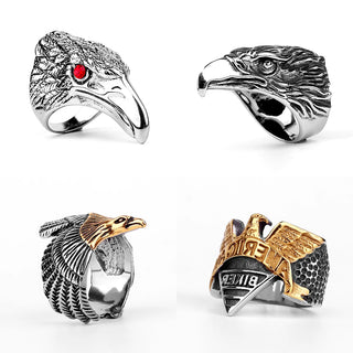 Stainless Steel Animal Men Rings Eagle Dog Dragon Bird Snake Punk Hip Hop Trendy For Male Boy Jewelry Creativity Gift Wholesale